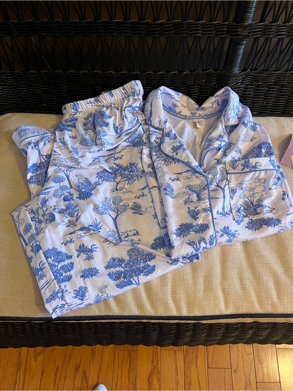 Women’s Joyspun Blue Floral Pajama Set - Classic Cotton Sleepwear